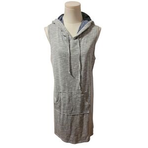 Another Love Anthropologie Sleeveless Gray Drawstring Hoodie Dress Size Large